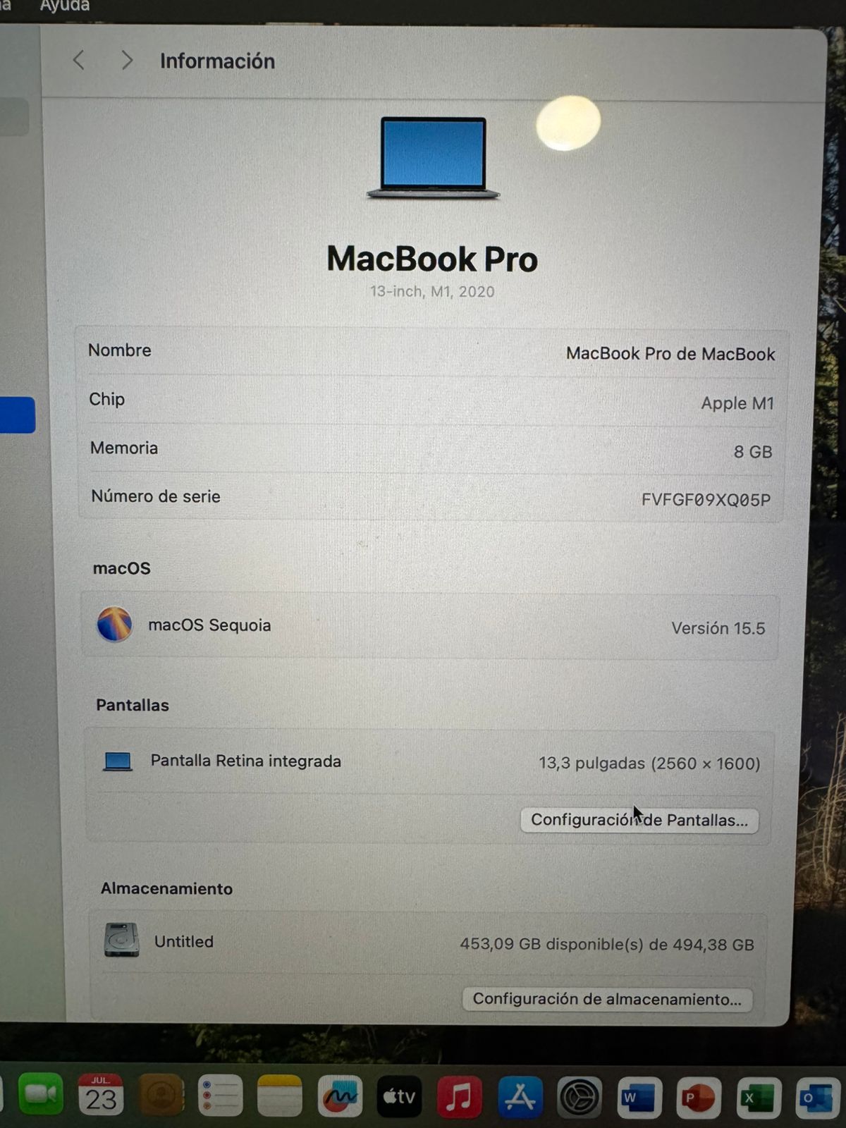 Macbook Pro A2338 M1 8gb RAM 500gb (Reacondiconado)