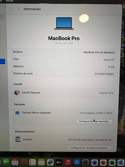 Macbook Pro A2338 M1 8gb RAM 500gb (Reacondiconado)